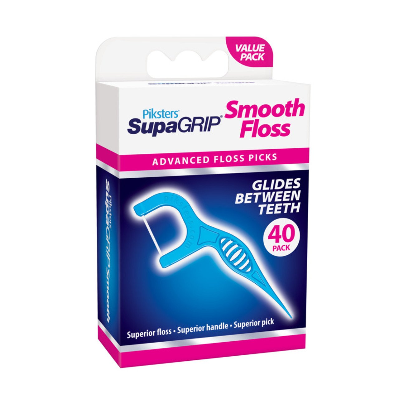 Piksters Supagrip Smooth Floss Picks (40 Pack) - Smile Store